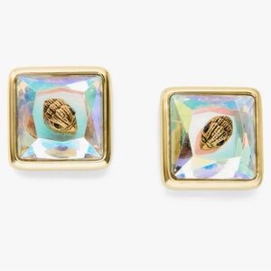 Kurt Geiger Gold and Iridescent Square Earrings Eagleembellishment With Eagle